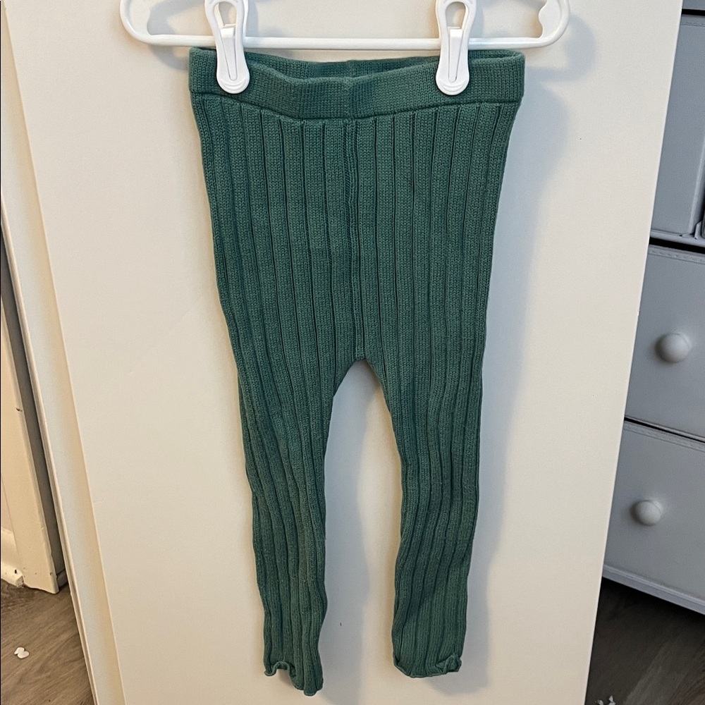 Cozy Kids Ribbed Leggings in Forest Green